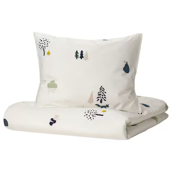 IKEA BARNDRÖM BARNDROM Duvet Cover & Pillowcase, Forest Pattern (405.047.01) NEW - Picture 1 of 5